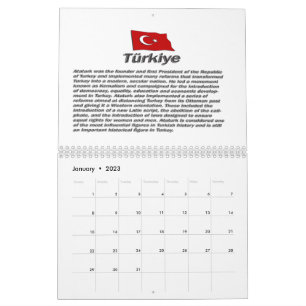 Turkiye Calender 100th anniversary of the Republic Calendar