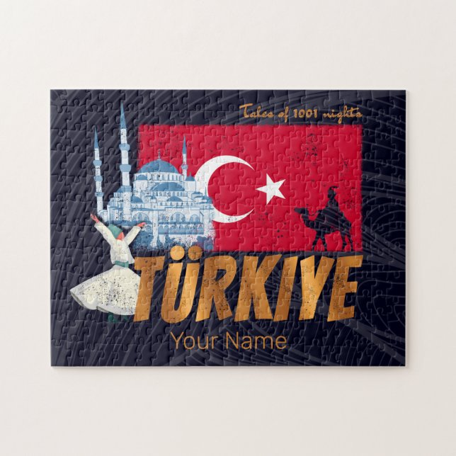 Türkiye Istanbul Vintage Flag Turkey Souvenir Jigsaw Puzzle (Horizontal)
