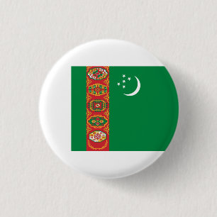 Turkmen Flag, Flag of Turkmenistan 3 Cm Round Badge