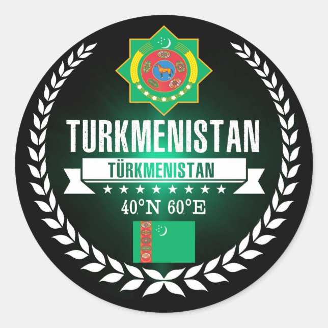 Turkmenistan Classic Round Sticker (Front)