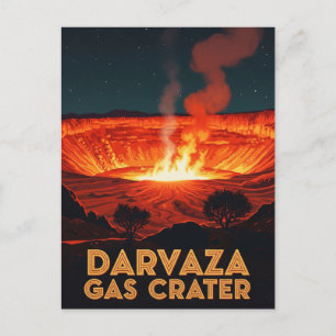 Turkmenistan Darvaza Gas Crater Travel Postcard