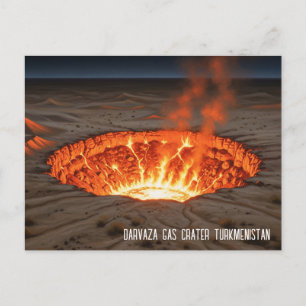 Turkmenistan Darvaza Gas Crater Travel Postcard