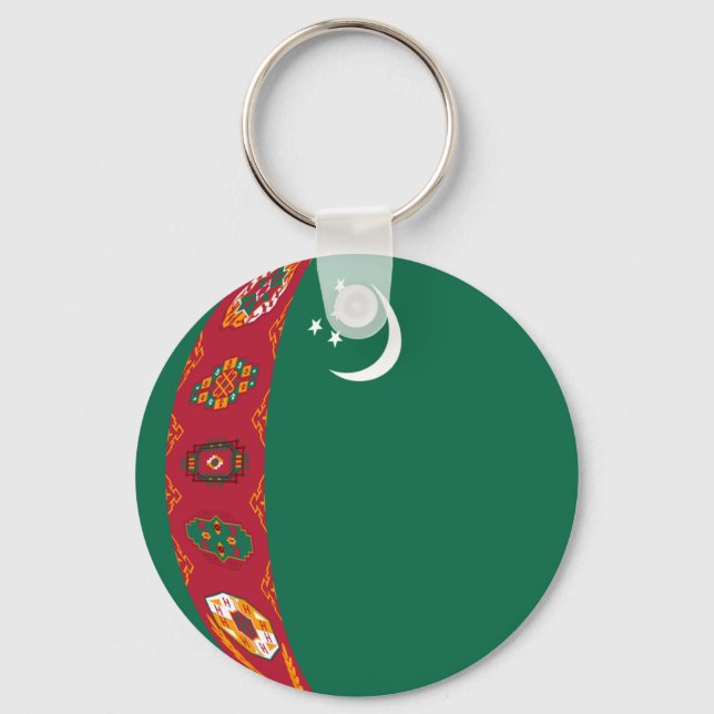 Turkmenistan Fisheye Flag Keychain (Front)