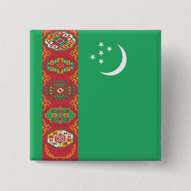 Turkmenistan Flag 15 Cm Square Badge (Front)