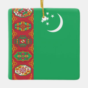 Turkmenistan Flag Ceramic Ornament