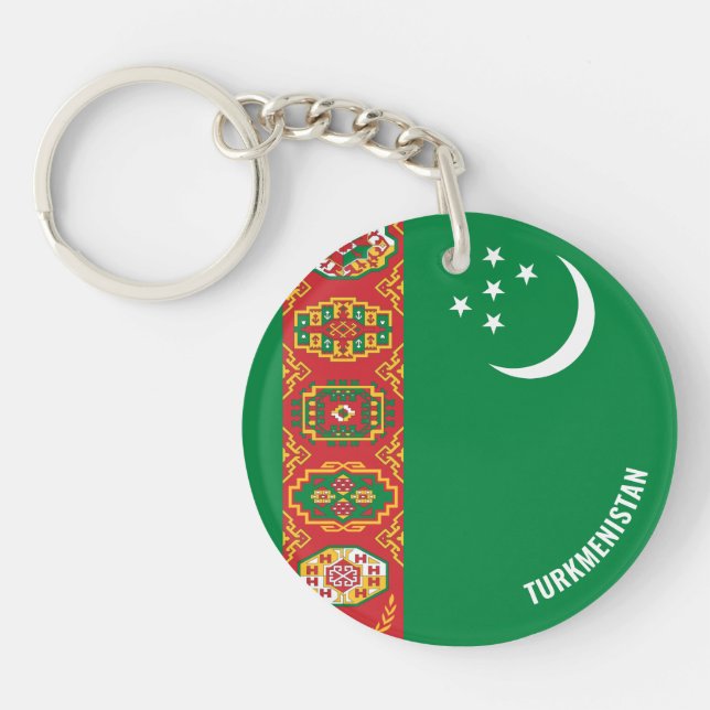 Turkmenistan Flag Charming Patriotic Key Ring (Front)