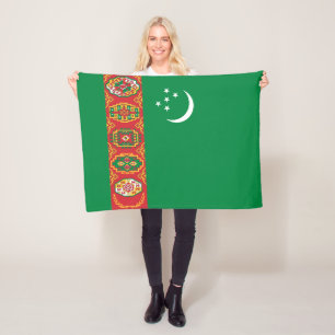 Turkmenistan Flag Fleece Blanket
