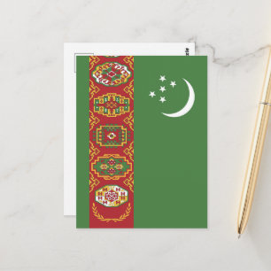 Turkmenistan flag postcard
