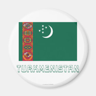 Turkmenistan Flag with Name Magnet