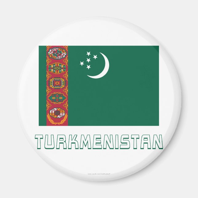 Turkmenistan Flag with Name Magnet (Front)