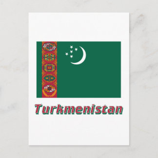 Turkmenistan Flag with Name Postcard
