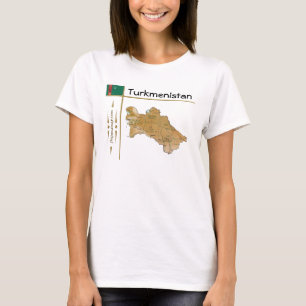 Turkmenistan Map + Flag + Title T-Shirt