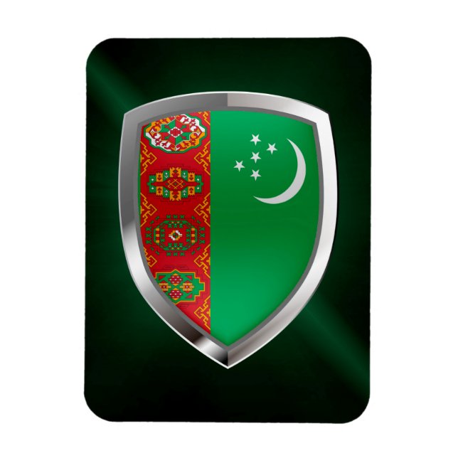Turkmenistan Metallic Emblem Magnet (Vertical)