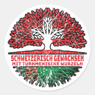 Turkmenistan Turkmenisch Schweizer Schweiz Baum Classic Round Sticker