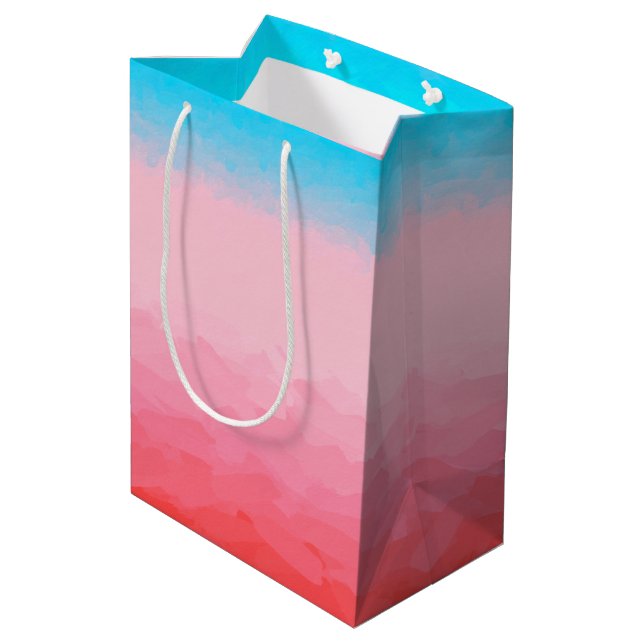 Turks and Caicos Blue and Coral Ombre Medium Gift Bag (Back Angled)