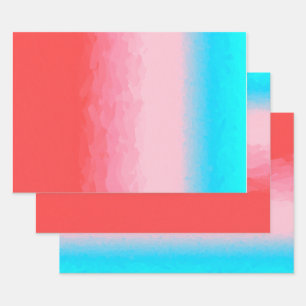 Turks and Caicos Blue and Coral Ombre Wrapping Paper Sheet