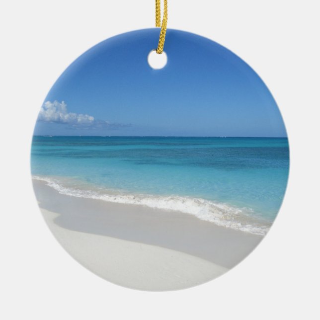 Turks and Caicos Dream Beach Ceramic Tree Decoration (Front)