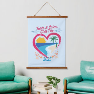 Turks and Caicos Girls Trip Tropical Paradise Hanging Tapestry