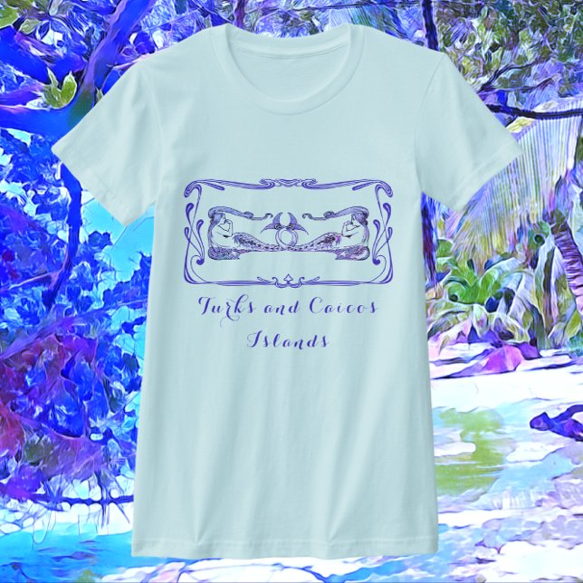  Turks and Caicos Islands Pretty Art Deco Mermaids T-Shirt (Creator Uploaded)