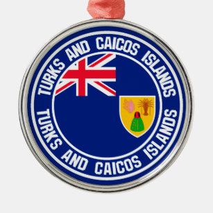 Turks and Caicos Islands Round Emblem Metal Tree Decoration