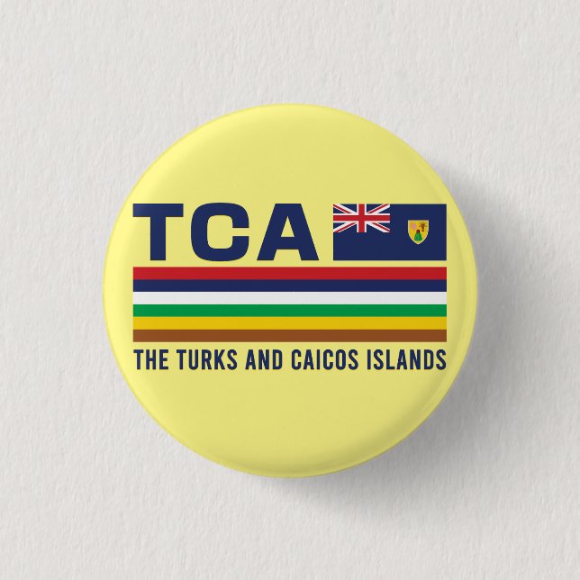 Turks and Caicos ISO Alpha 3 Design Cm Round Badge (Front)