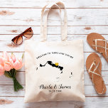 Turks and Caicos Wedding Welcome Bag, Tote<br><div class="desc">Wedding weekend welcome gift bag for out of town guests to your wedding,  featuring image of Turks and Caicos with gold heart.  Fill the tote with your favourite goodies.</div>