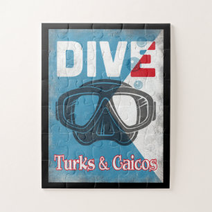 Turks & Caicos Vintage Scuba Diving Mask Jigsaw Puzzle