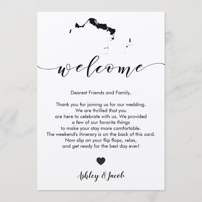 Turks & Caicos Wedding Welcome Letter & Itinerary Programme (Front)