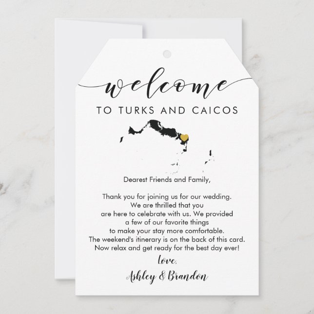 Turks & Caicos  Wedding Welcome Tag and Itinerary (Front)