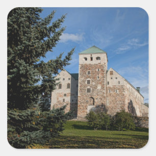 Turku, Finland, ancient Turun Linna Castle, a Square Sticker