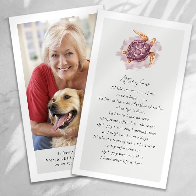 Turle Photo Funeral Favour Memorial Card (Creator Uploaded)
