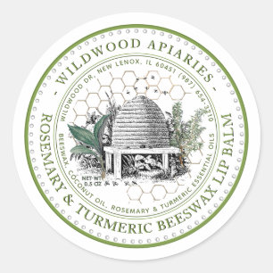 Turmeric & Rosemary Beeswax Lip Balm Vintage Skep Classic Round Sticker