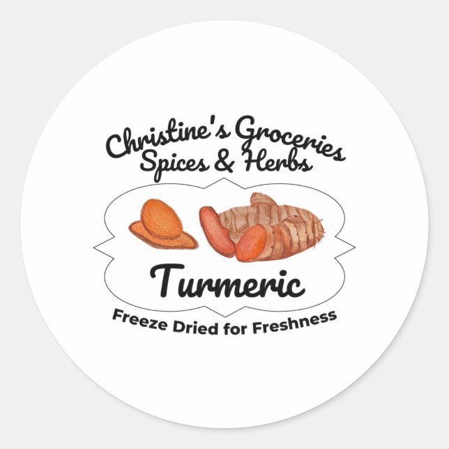 Turmeric spice jar. classic round sticker (Front)