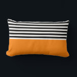 Turmeric With Black and White Stripes Lumbar Cushion<br><div class="desc">Turmeric With Black and White Stripes</div>