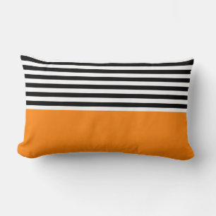 Turmeric With Black and White Stripes Lumbar Cushion