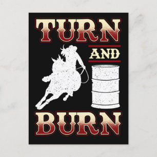 Turn and Burn Barrel Racing Postcard