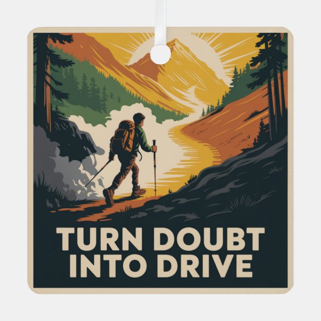 Turn Doubt Into Drive Metal Tree Decoration (Front)