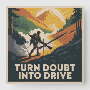 Turn Doubt Into Drive Square Wall Clock
