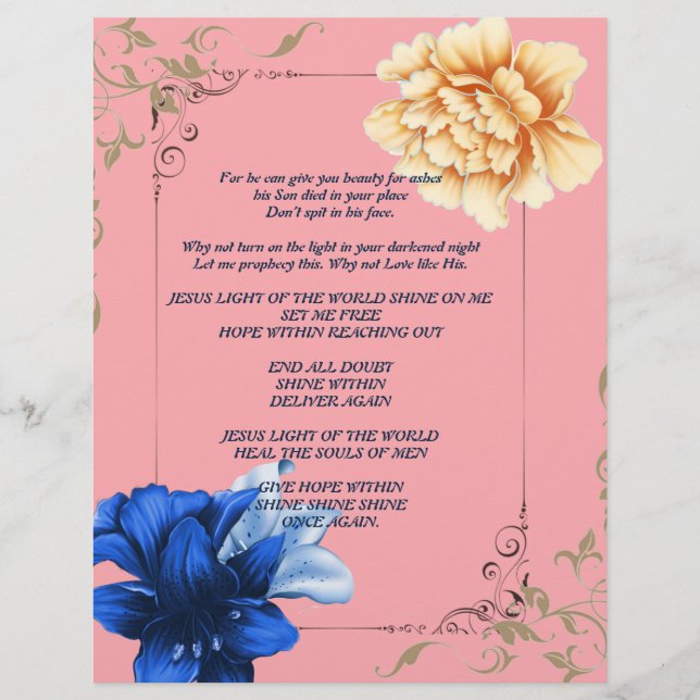 Turn on The Light cont. Personalised Paper (Front)