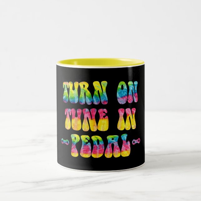 Turn On Tune In Pedal Your Bike Two-Tone Coffee Mug (Center)