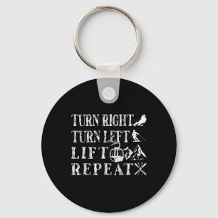 Turn Right Left Ski Lift Skiing Skiers  Key Ring
