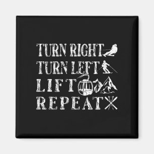 Turn Right Left Ski Lift Skiing Skiers Magnet