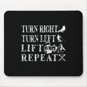 Turn Right Left Ski Lift Skiing Skiers Mouse Pad