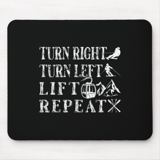 Turn Right Left Ski Lift Skiing Skiers  Mouse Pad (Front)