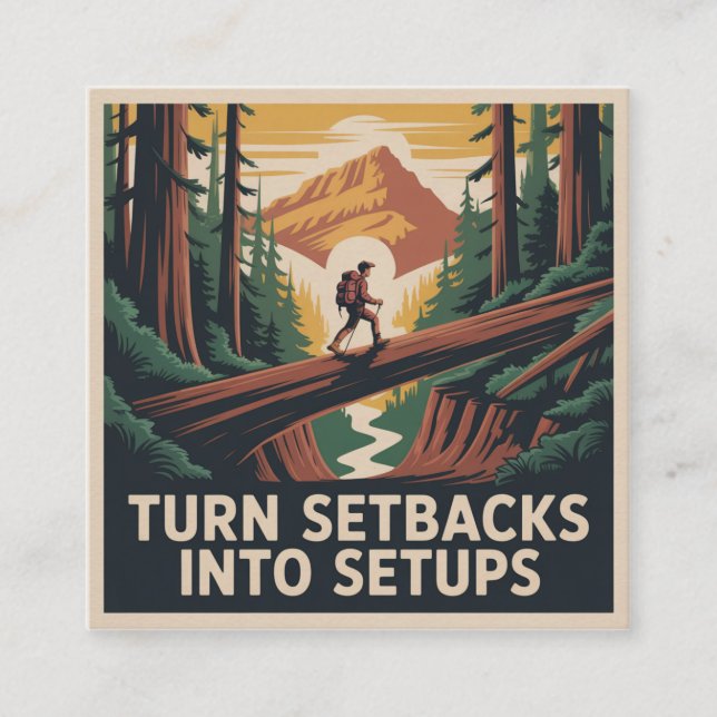 Turn Setbacks Into Setups Square Business Card (Front)