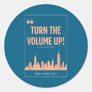 Turn The Volume Up Nyc Skyline Zohran Mamdani For  Classic Round Sticker