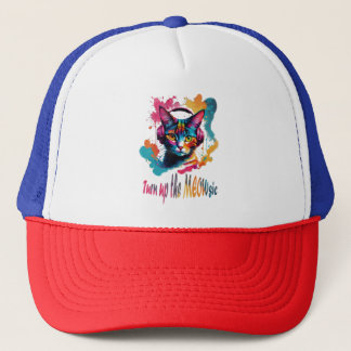 Turn up the meowsic - best cat music colourful trucker hat