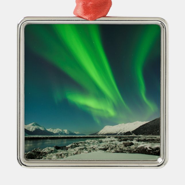 Turnagain Arm Aurora Metal Tree Decoration (Front)