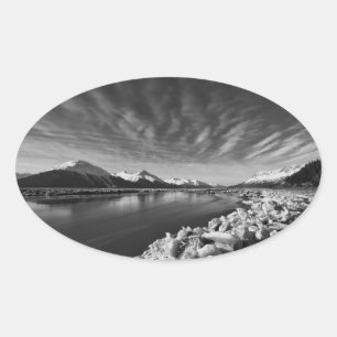 Turnagain Arm Moonlight Oval Sticker