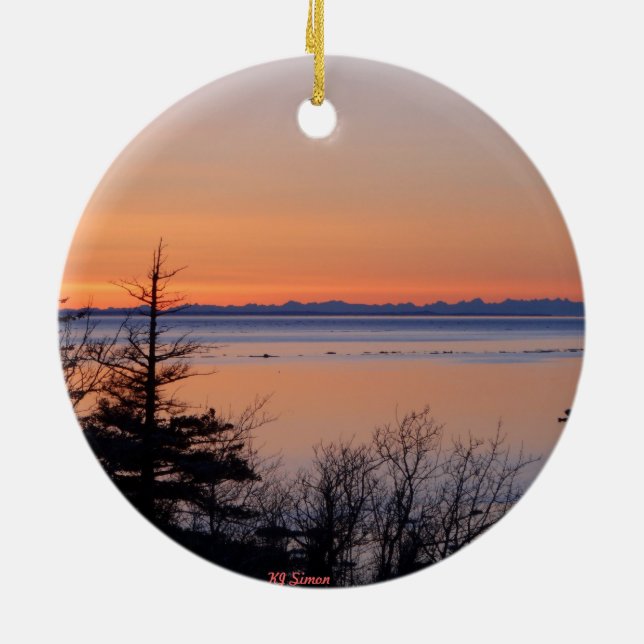 Turnagain Arm Sunset Ornament (Back)